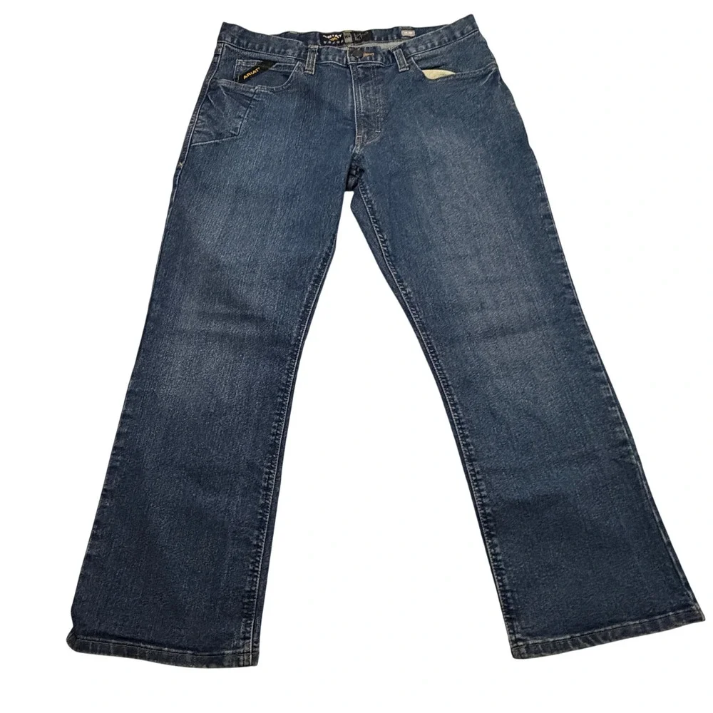 Ariat Rebar M4 Relaxed Boot Cut Jeans Mens 36x30 Carbine Blue Denim Western